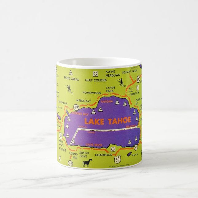 Vintage Lake Tahoe Map Mug Kaffemugg (Center)
