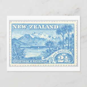 Vintage Lake Wakatipu Nya Zeeland frimärke Vykort