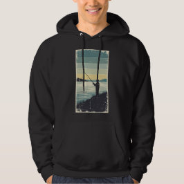 Vintage Lakeside Fishing Silhouette Hoodie
