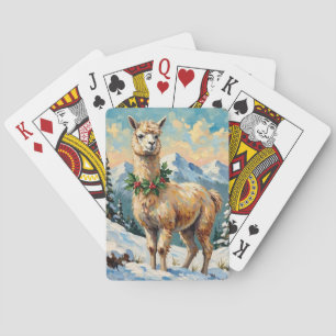 Vintage Lama i Snöig Juläng Casinokort