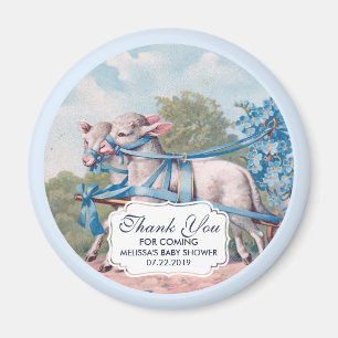Vintage Lamm som är nedsänkt i Blue Rosett band Ba Magnet