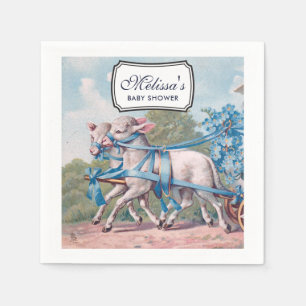 Vintage Lamm som är nedsänkt i Blue Rosett band Ba Pappersservett