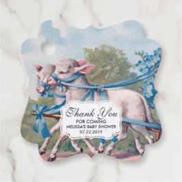 Vintage Lamm som är nedsänkt i Finare Blue Rosett Gåvor Etiketter