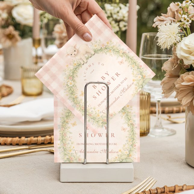 Vintage Lammtja Floral Babyfirande Pappersservett (Skapare uppladdad)