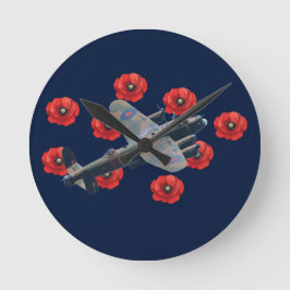 Vintage Lancaster bland rödpoppies Rund Klocka