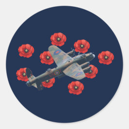 Vintage Lancaster bland rödpoppies Runt Klistermärke