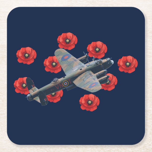 Vintage Lancaster bland rödpoppies Underlägg Papper Kvadrat (Framsidan)