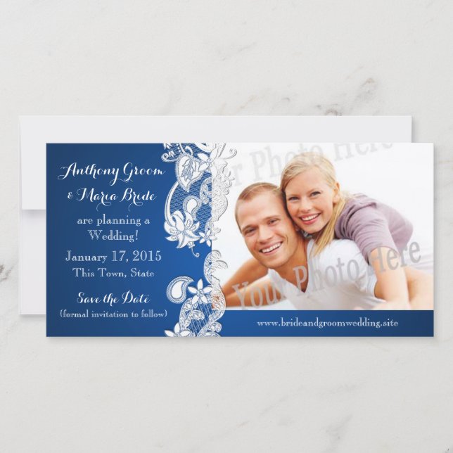 Vintage Land Blommigt Design Spara datumfoto Spara Datumet (Framsida)