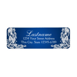 Vintage Land Blommigt Snöre Sapphire Blue Returadress Etikett