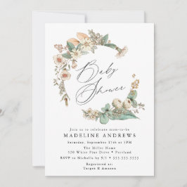 Vintage Land Blommigt Utandning Babyskor Inbjudningar