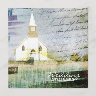 vintage land-chapel bröllop inbjudningar
