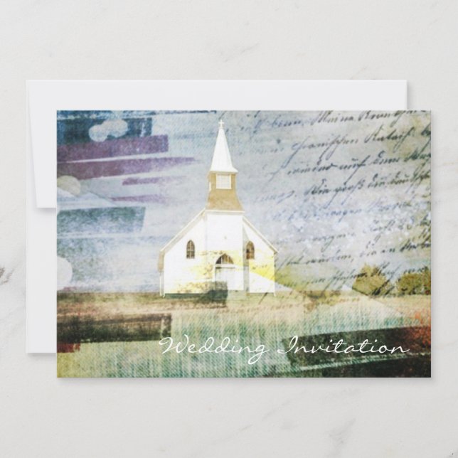 vintage land-chapel bröllop inbjudningar (Framsida)