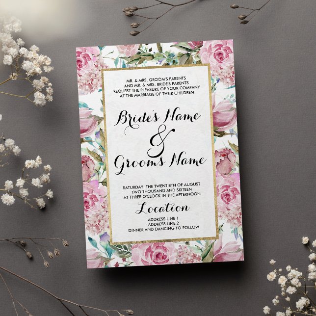 Vintage Land Chic Rosa Teal Lavender Blommigt Inbjudningar (Vintage Country Chic Pink Teal Lavender Floral)