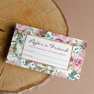 Vintage Land Chic Rosa Teal Lavender Blommigt Ref Rabattkort