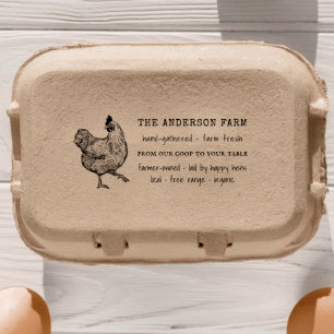 Vintage Land Chicken Family Farm Egg Carton Självfärgande Stämpel