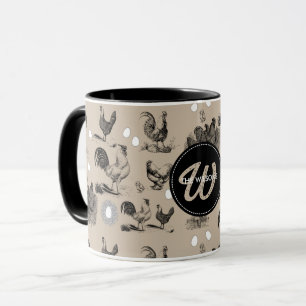 Vintage Land Chicken Tupp Egg Monogram Mugg