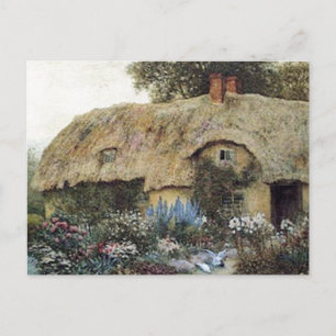 Vintage Land Cottage med Blomsterträdgård Vykort