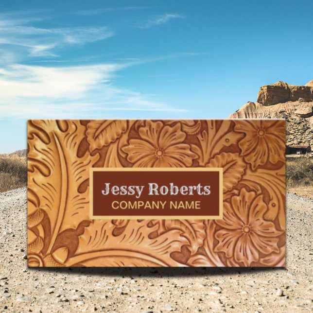 Vintage land cowboyverktyg, westernt läder visitkort (Skapare uppladdad)