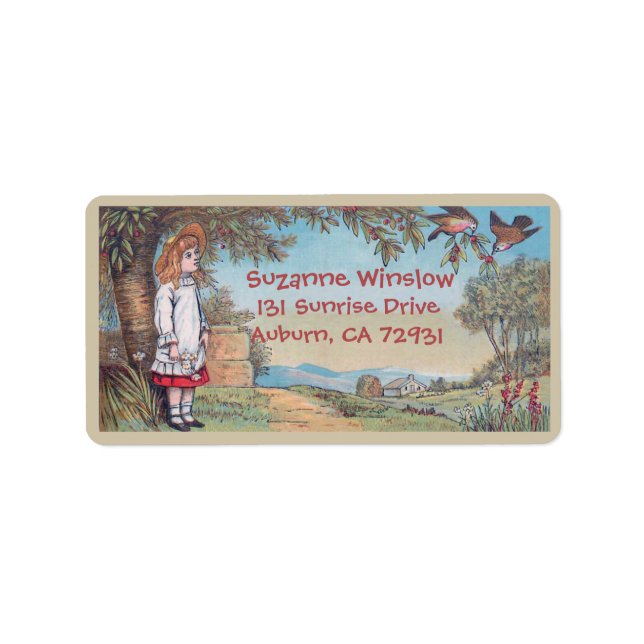 Vintage land-fåglars returadressetikett adressetikett (Framsidan)