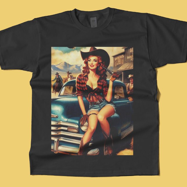 Vintage Land Girl Illustration T Shirt (Skapare uppladdad)