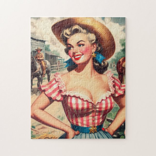 Vintage Land Girl Pussel (Vertikal)
