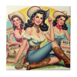 Vintage Land Girls Kakelplatta