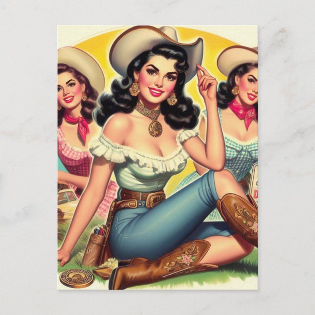 Vintage Land Girls Vykort (Framsida)