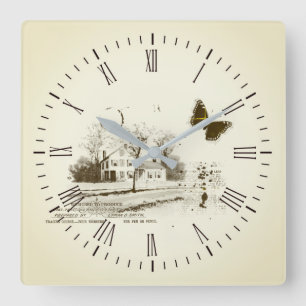 Vintage Land Hem Collation Wall Clock Fyrkantig Klocka
