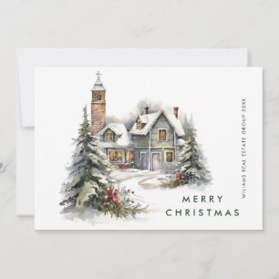 Vintage Land House Julgran Corporate Julkort