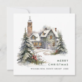 Vintage Land House Julgran Corporate Julkort