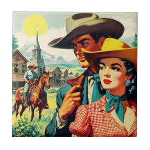 Vintage Land, illustration av par Kakelplatta