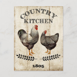 Vintage Land Kitchen Tupp Chicken-vykort Vykort