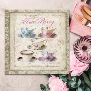 Vintage Land Möhippa Tea Party-inbjudan Inbjudningar