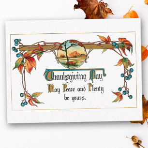 Vintage Land och Thanksgiving Hälsning Helg Vykort