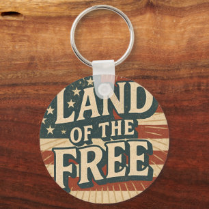 Vintage Land of the Free USA Självständighetsdag Nyckelring