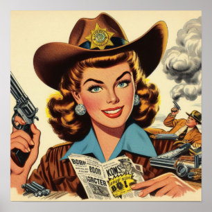 Vintage Land Pulp Girl Poster