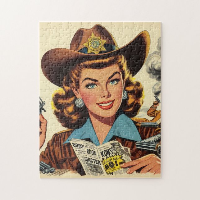 Vintage Land Pulp Girl Pussel (Vertikal)