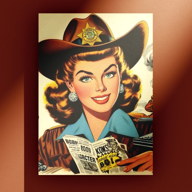 Vintage Land Pulp Girl Vykort (Skapare uppladdad)