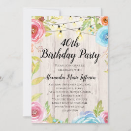 Vintage Land Rustic String Ljus 40:e födelsedagen Inbjudningar