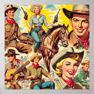 Vintage Land Sömlös illustration Poster