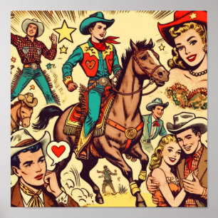 Vintage Land Tecknads Illustration Poster
