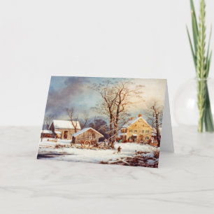 Vintage Land Vinterkort - Helgdag julkort Helgkort