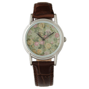 Vintage Land Weasted Blommigt Monogramme Armbandsur