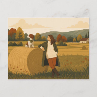 Vintage landsbygd med Brittany Spaniel Vykort