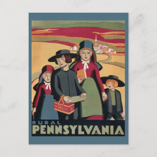 Vintage Landsbygd Pennsylvania Dutch Amish Resa Vykort