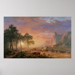 Vintage landskap, den Oregon slingan vid Bierstadt Poster