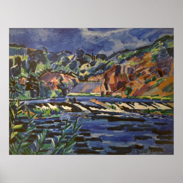 Vintage Landskap Sazava River Poster (Framsidan)