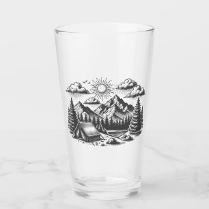 Vintage landskap teckning för bröllop glaskopp