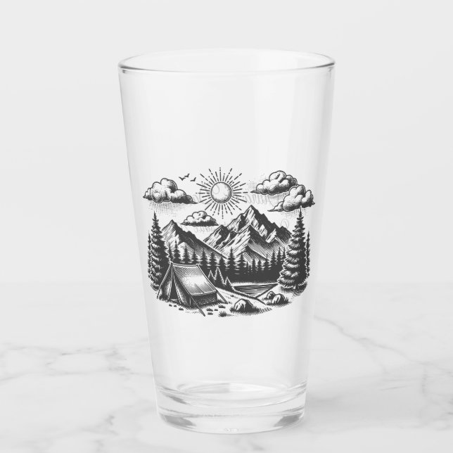 Vintage landskap teckning för bröllop glaskopp (Framsida)