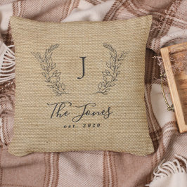 Vintage lantbruksfamilj monogrammad kudde